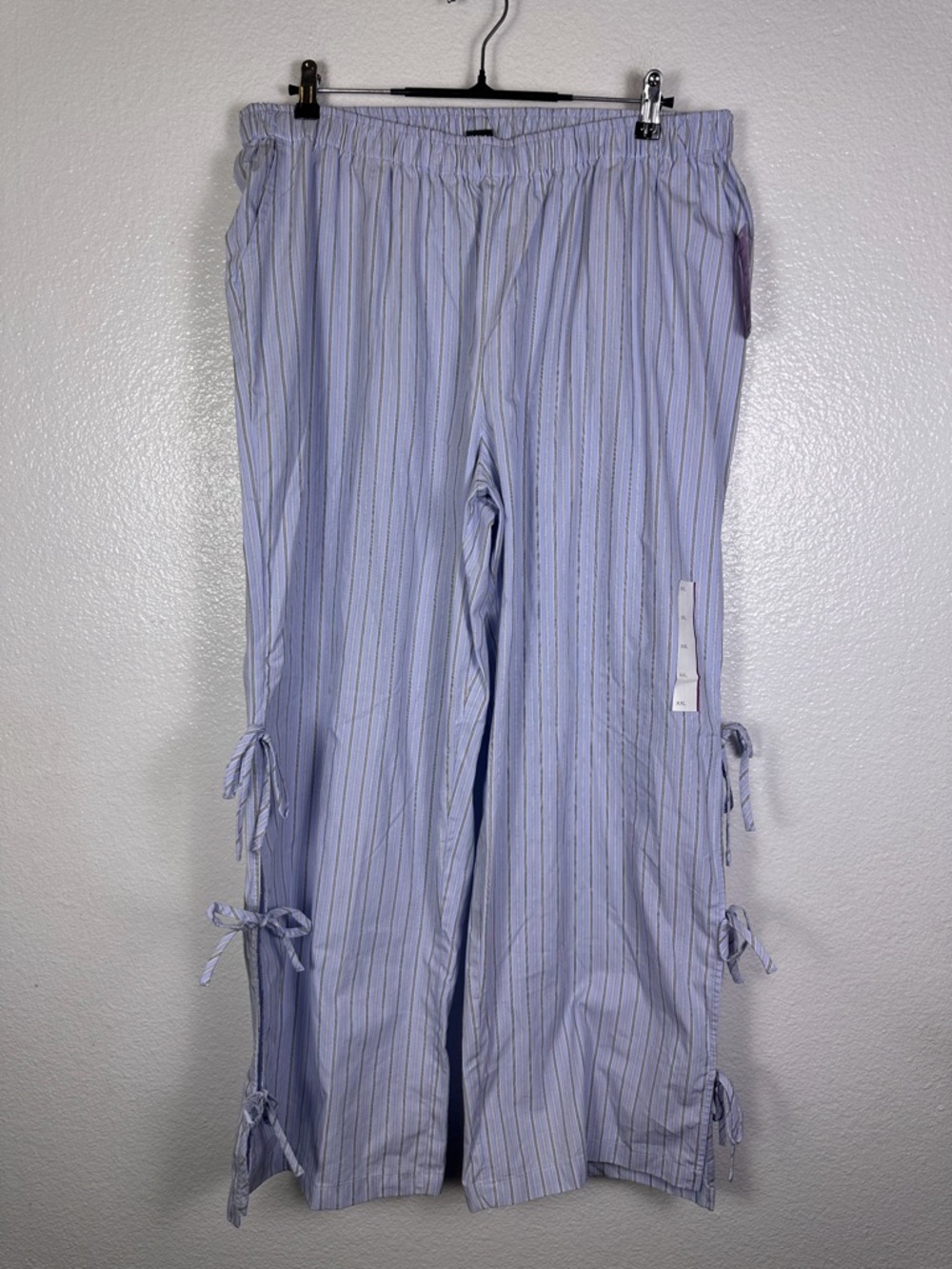 Wild Fable Women's Blue White Striped Cotton Bow Accent Ankle Pants XXL